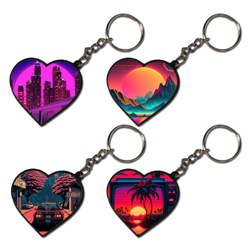 Synthwave City - A Combo Of 4 Keychains heart
