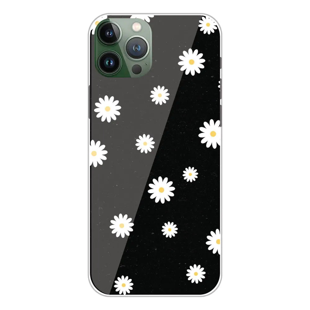 White And Black Flower - Printed Silicone Case For Apple iPhone 11 Pro