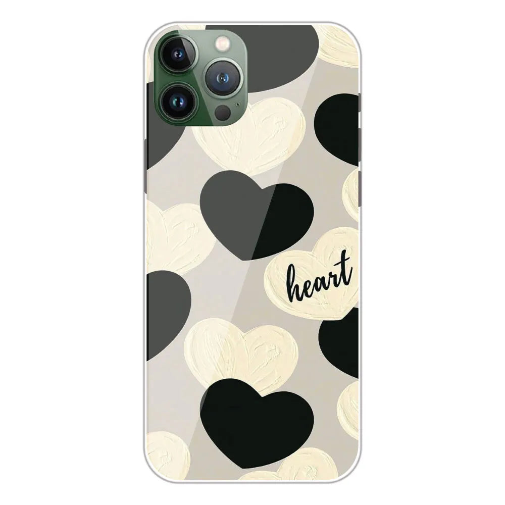 Black And White Hearts - Printed Silicone Case For Apple iPhone 11 Pro