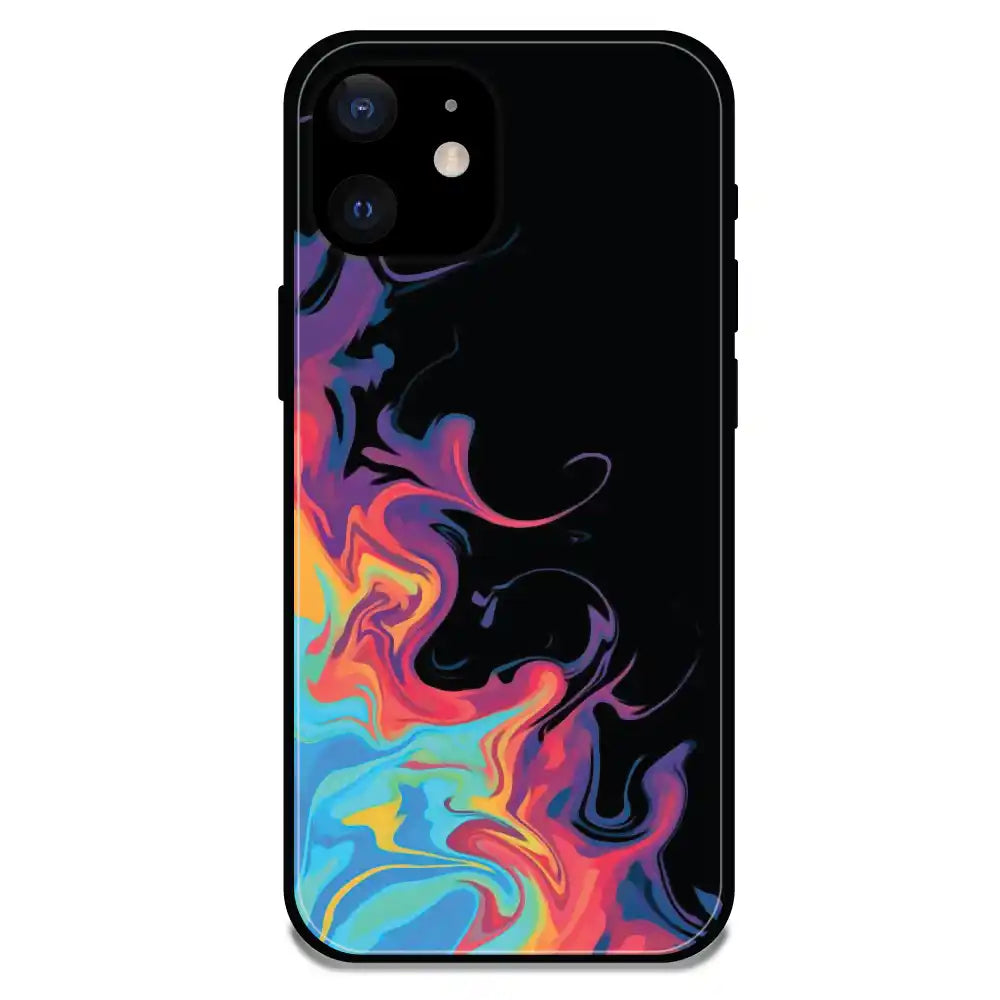 'Rainbow Watermarble - Glossy Metal Silicone Case For Apple iPhone 12 Mini