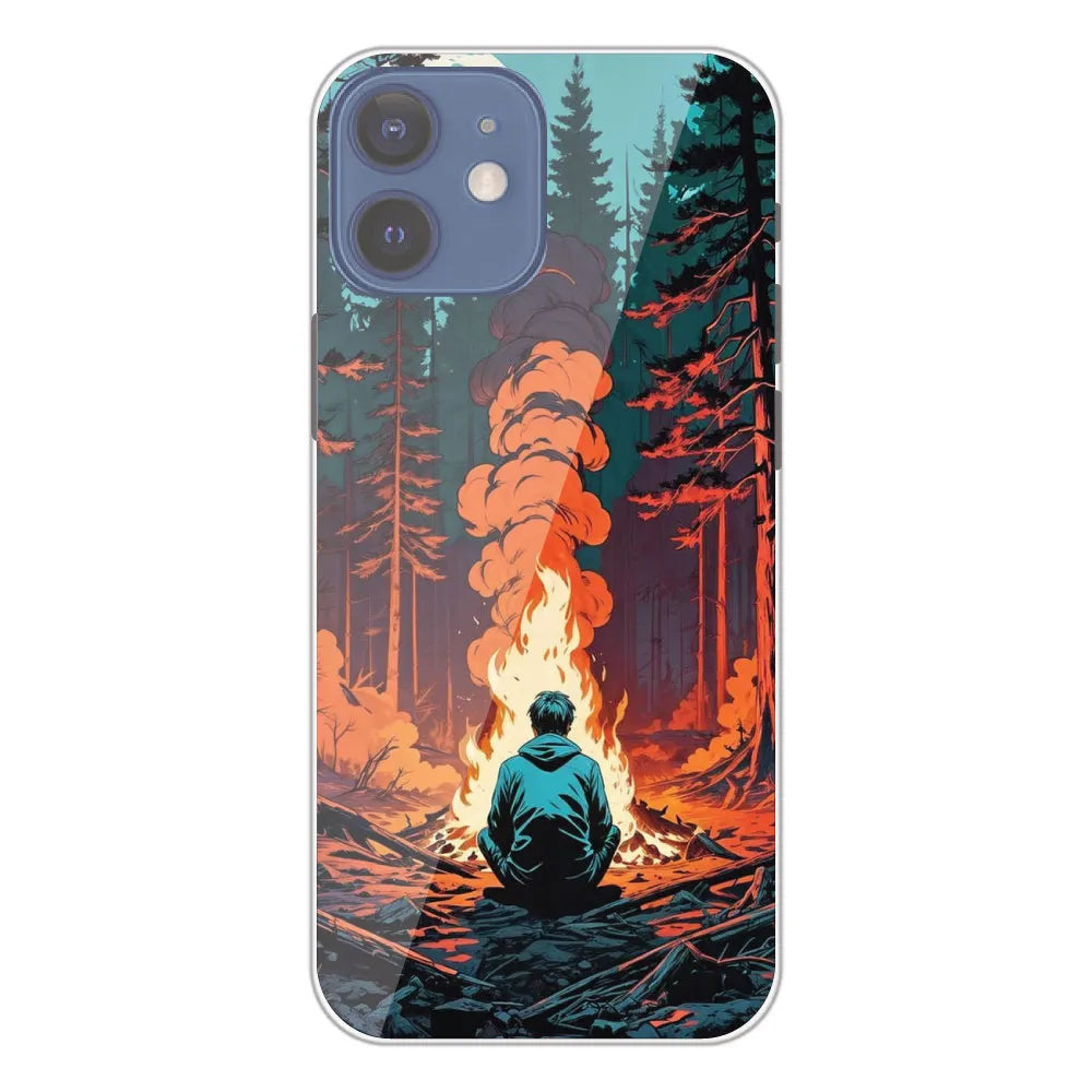 Boy With Camp Fire - Printed Silicone Case For Apple iPhone 12 Mini
