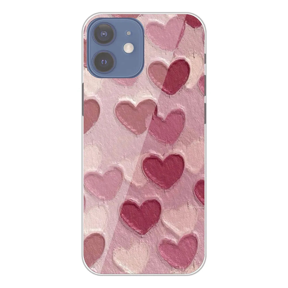 Pastel Hearts Love - Printed Silicone Case For Apple iPhone 12 Mini