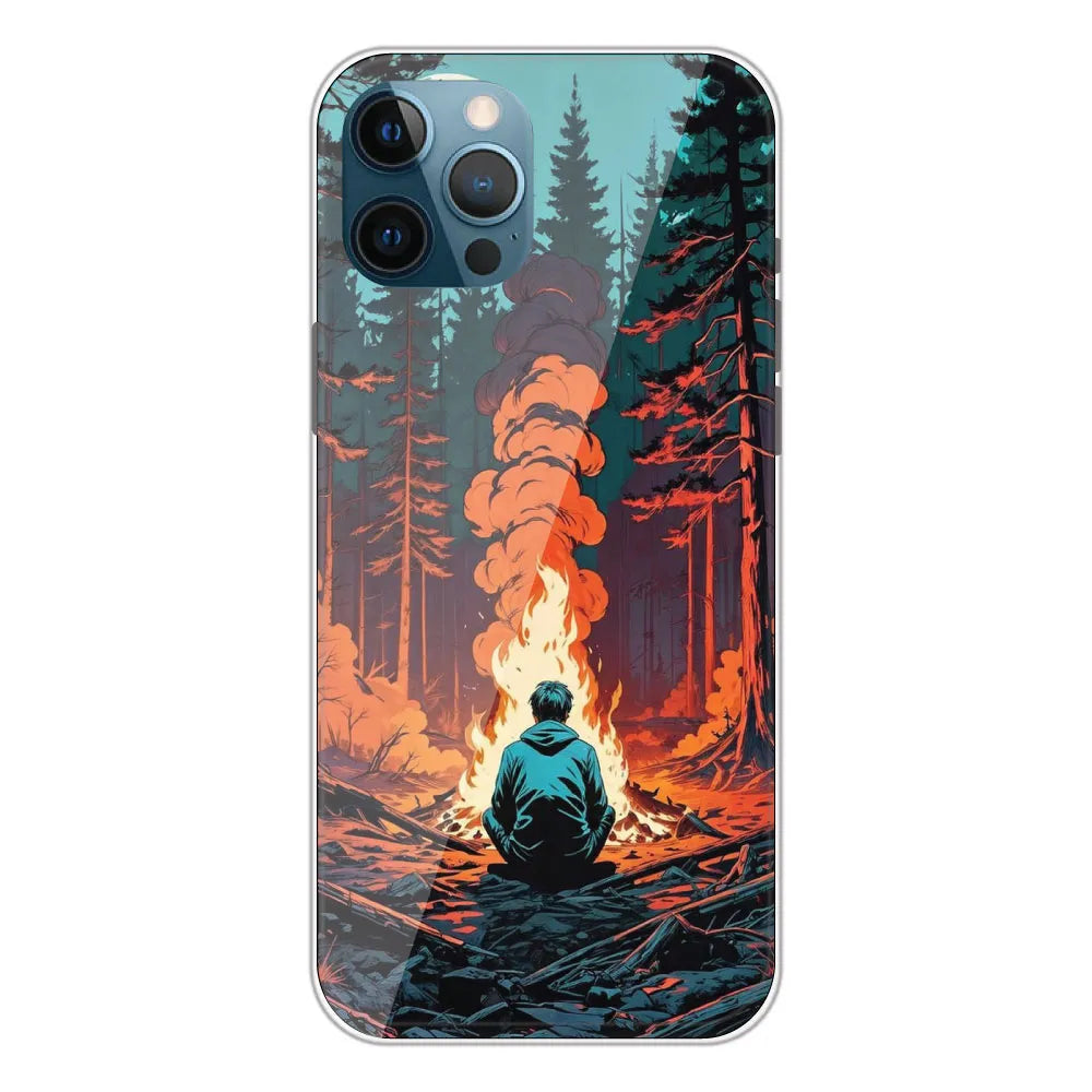 Boy With Camp Fire - Printed Silicone Case For Apple iPhone 12 Pro Max