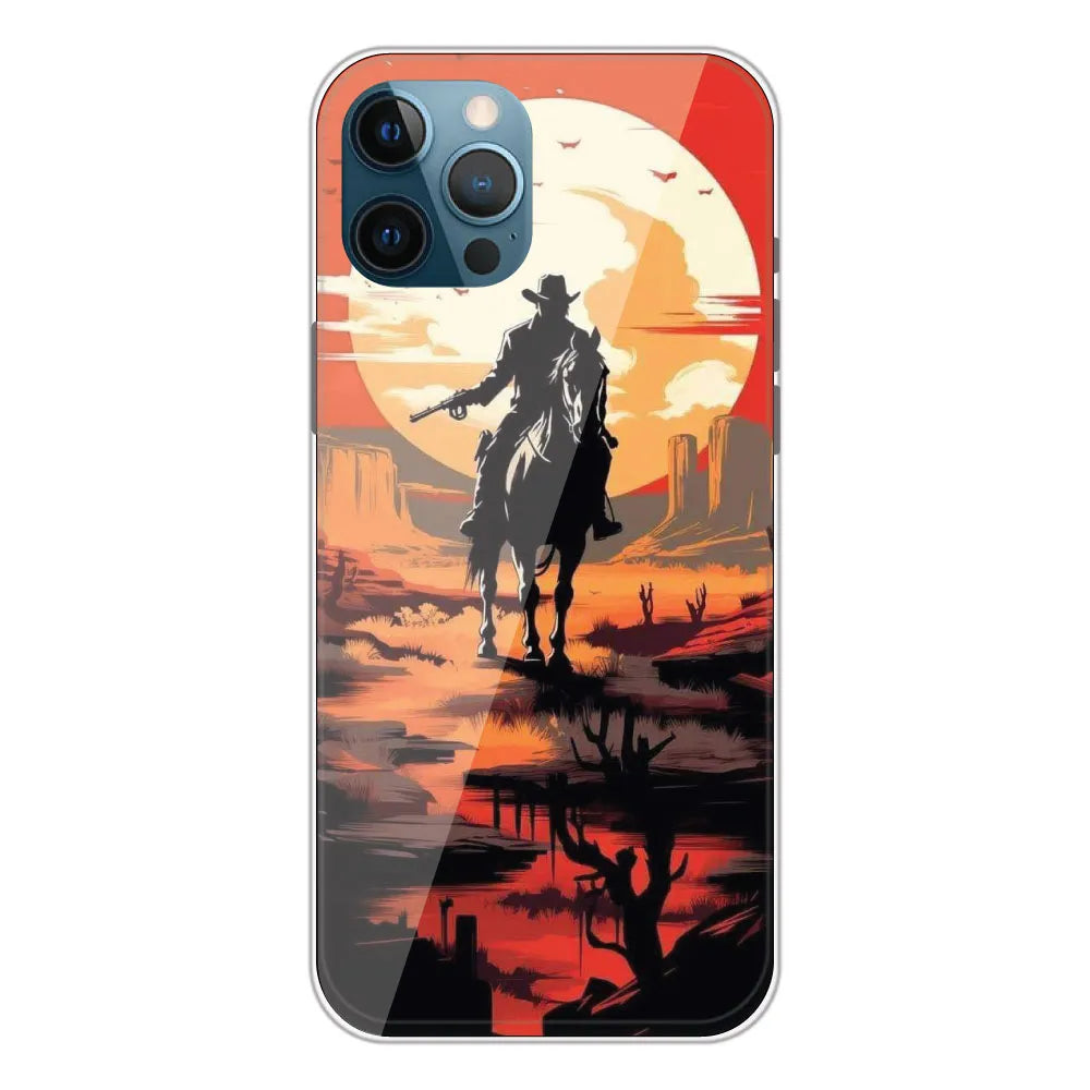 Cowboy and Horse - Printed Silicone Case For Apple iPhone 12 Pro Max