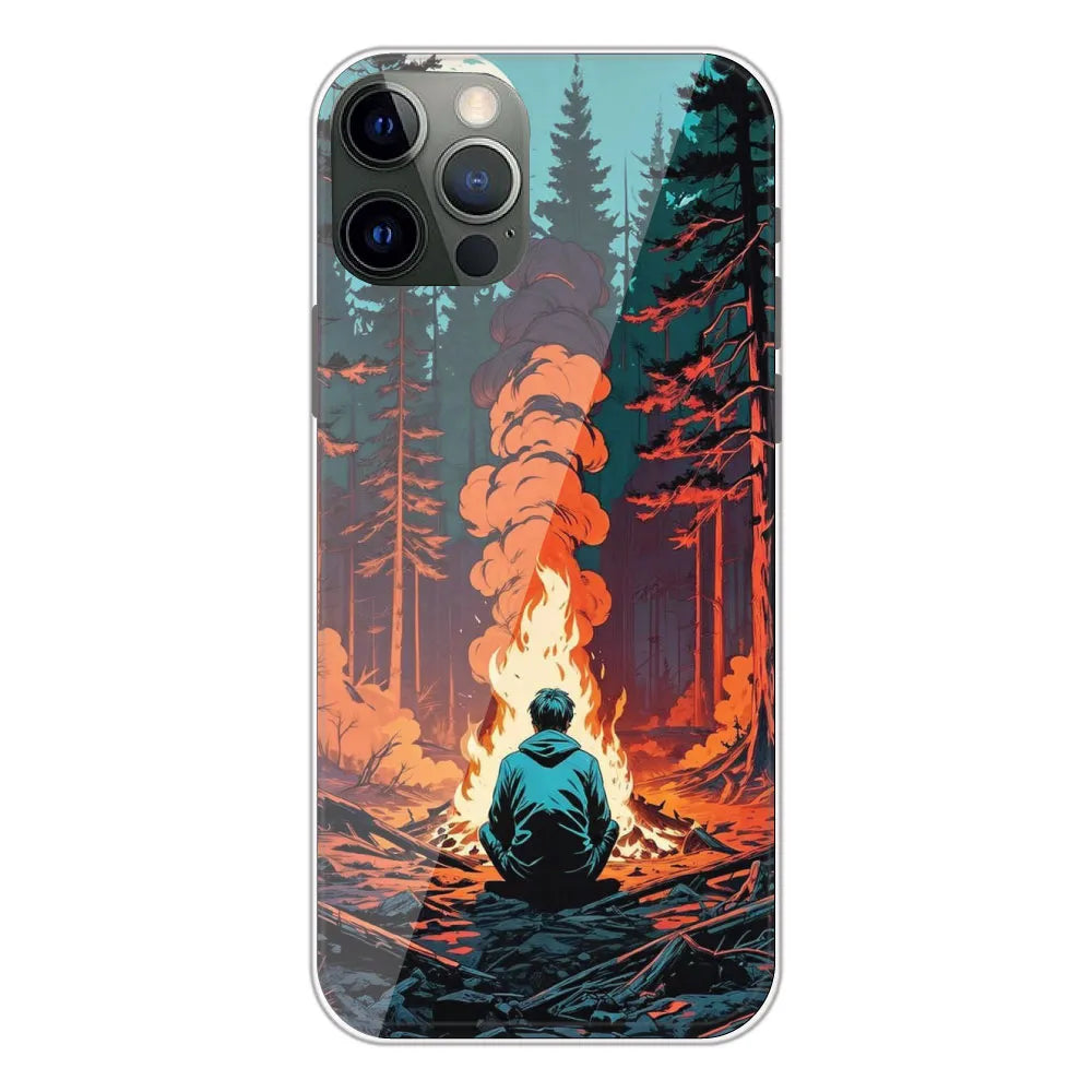 Boy With Camp Fire - Printed Silicone Case For Apple iPhone 12 Pro