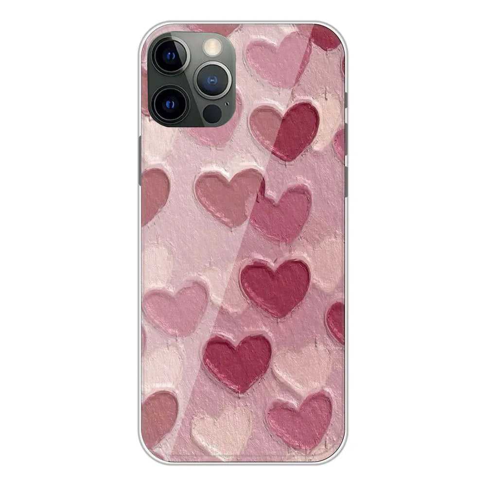 Pastel Hearts Love - Printed Silicone Case For Apple iPhone 12 Pro