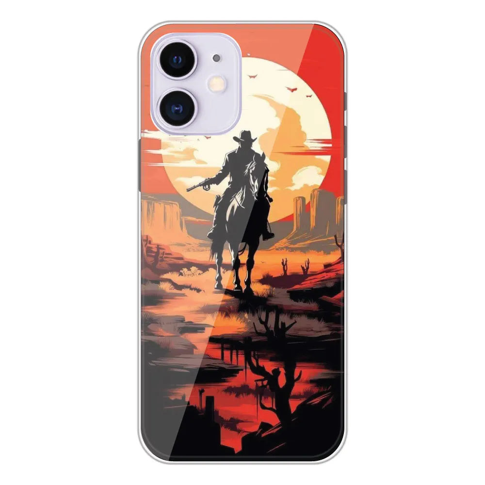 Cowboy and Horse - Printed Silicone Case For Apple iPhone 12