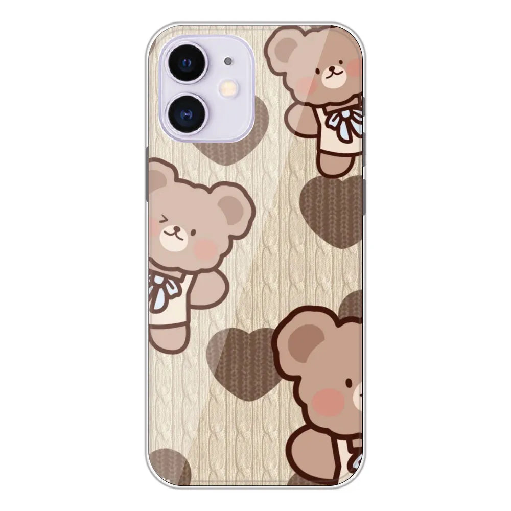 Teddy Heart - Printed Silicone Case For Apple iPhone 12