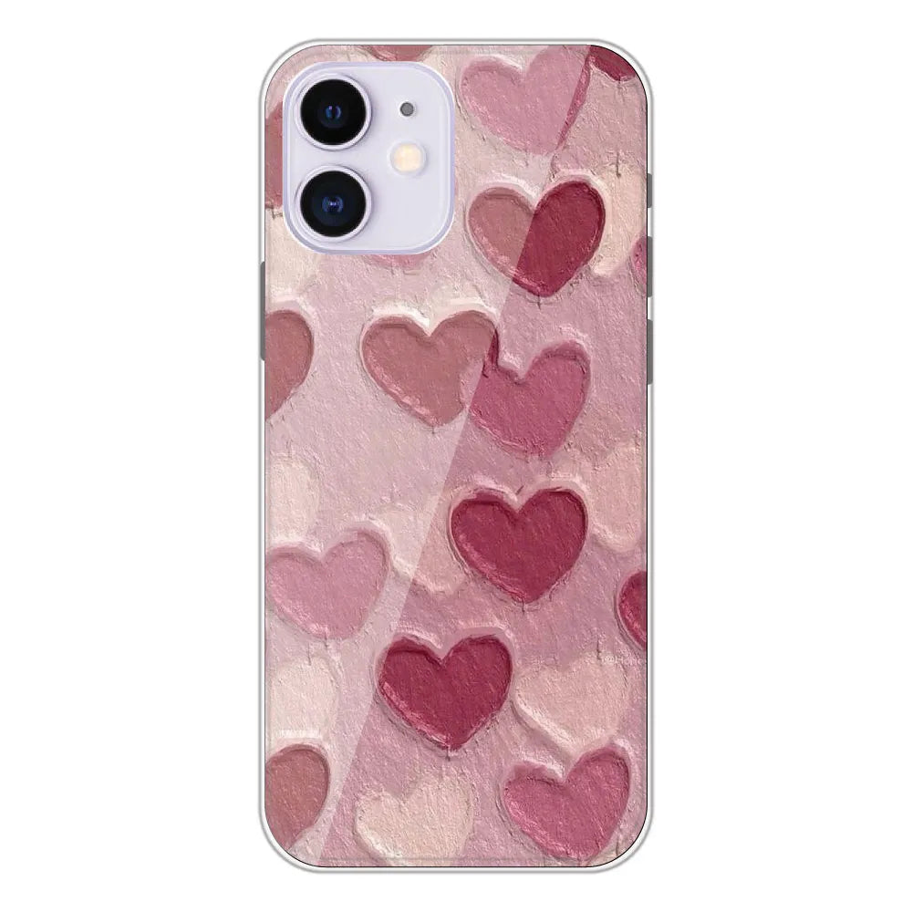 Pastel Hearts Love - Printed Silicone Case For Apple iPhone 12