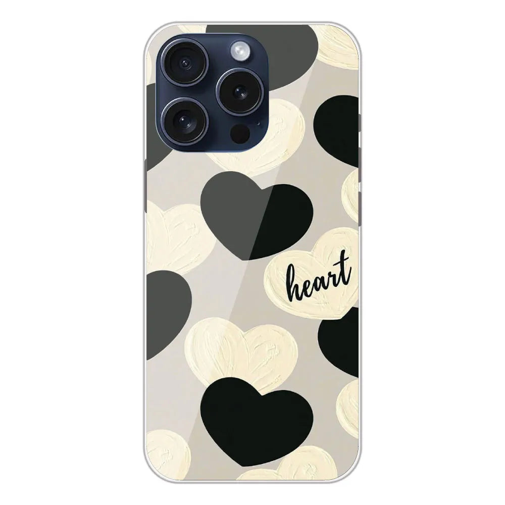 Black And White Hearts - Printed Silicone Case For Apple iPhone 13 Pro