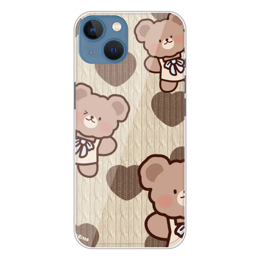 Teddy Heart - Printed Silicone Case For Apple iPhone 13