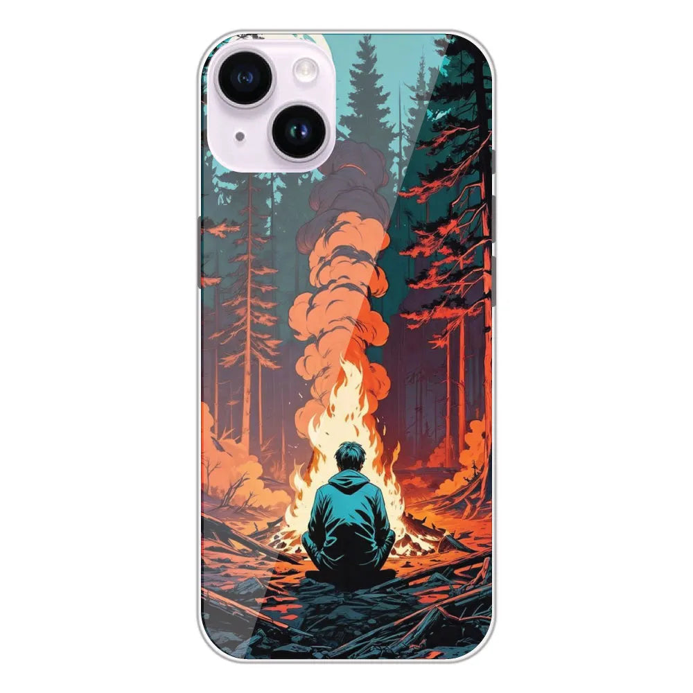 Boy With Camp Fire - Printed Silicone Case For Apple iPhone 14 Plus