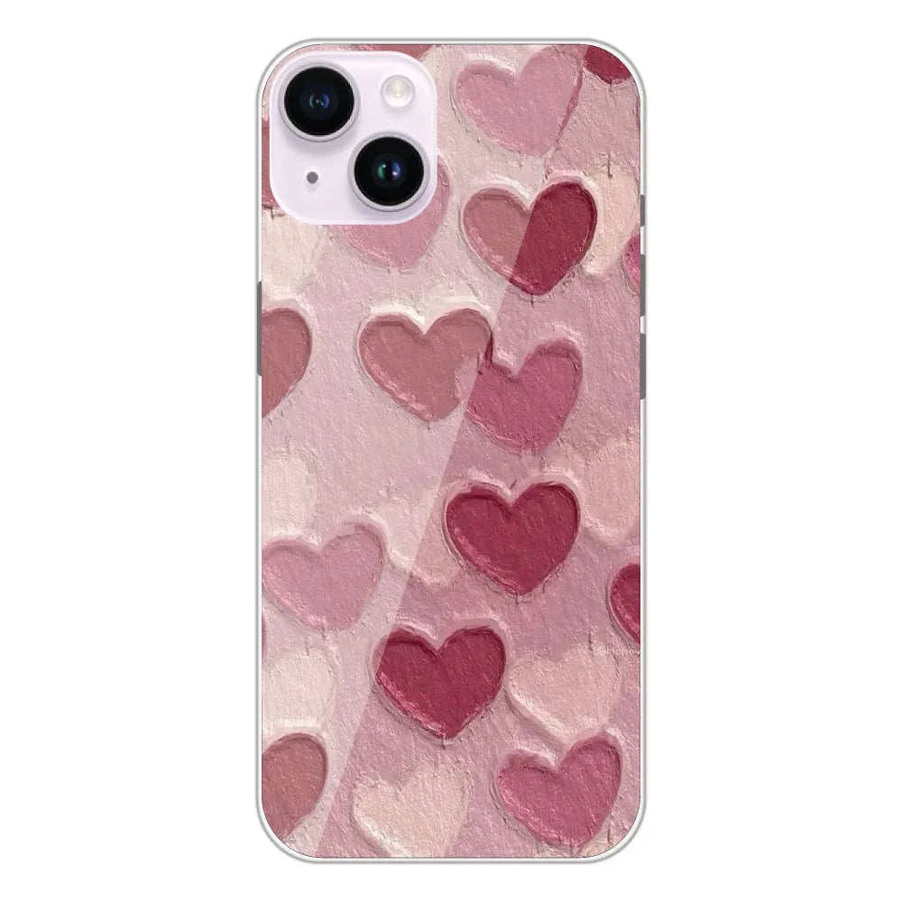 Pastel Hearts Love - Printed Silicone Case For Apple iPhone 14 Plus