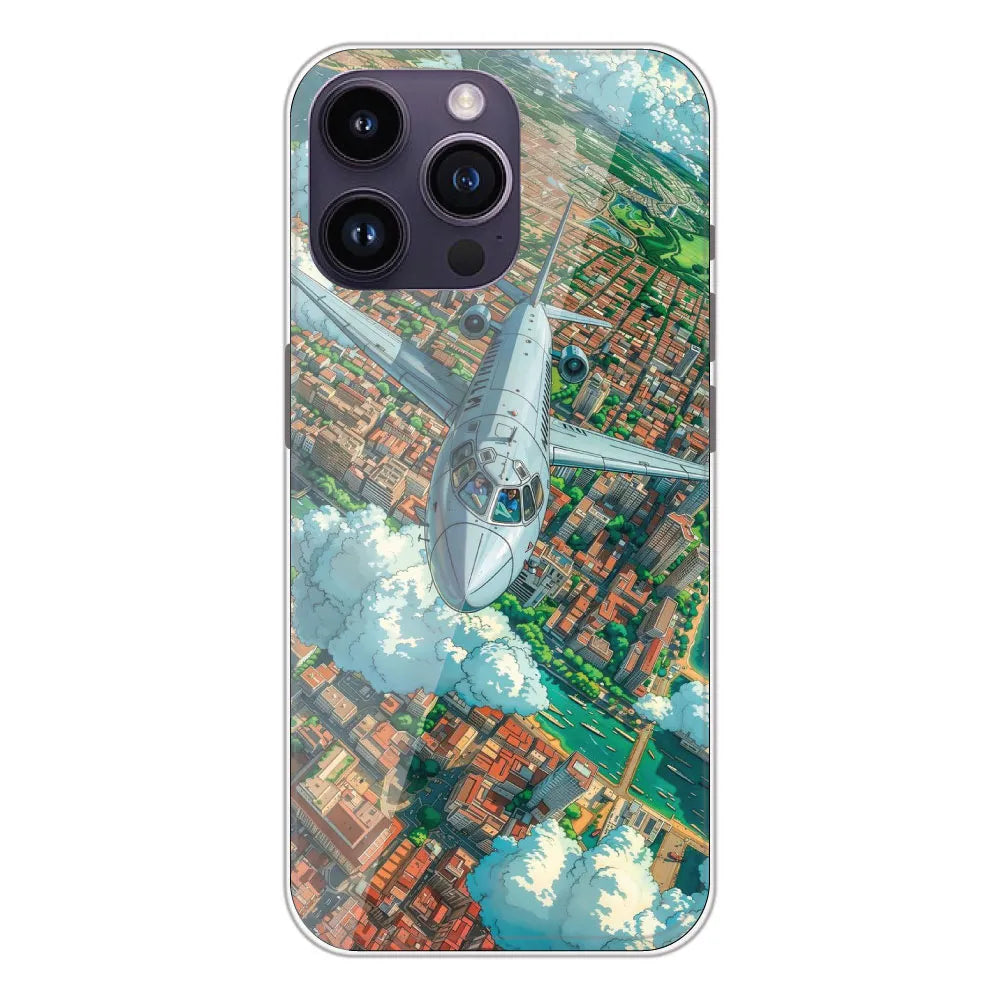 Flying Over City - Printed Silicone Case For Apple iPhone 14 Pro Max