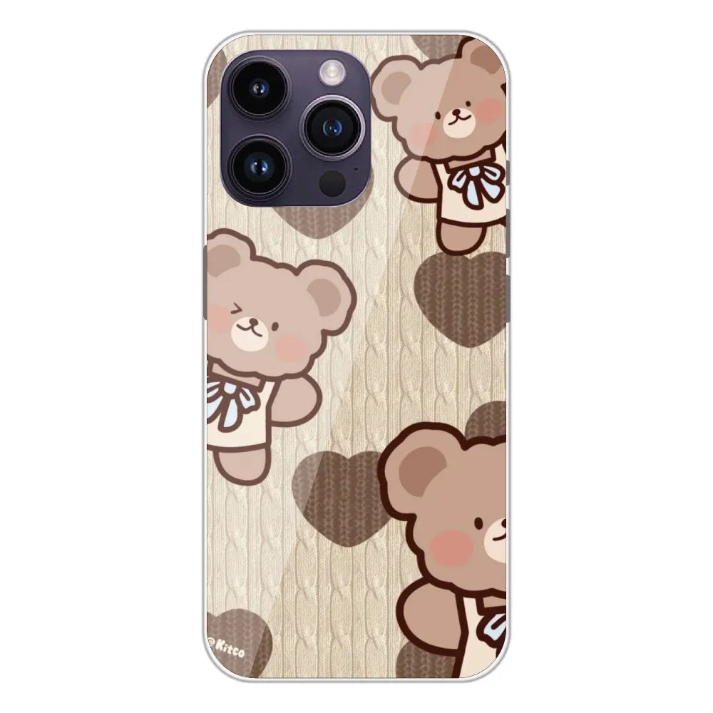 Teddy Heart - Printed Silicone Case For Apple iPhone 14 Pro Max
