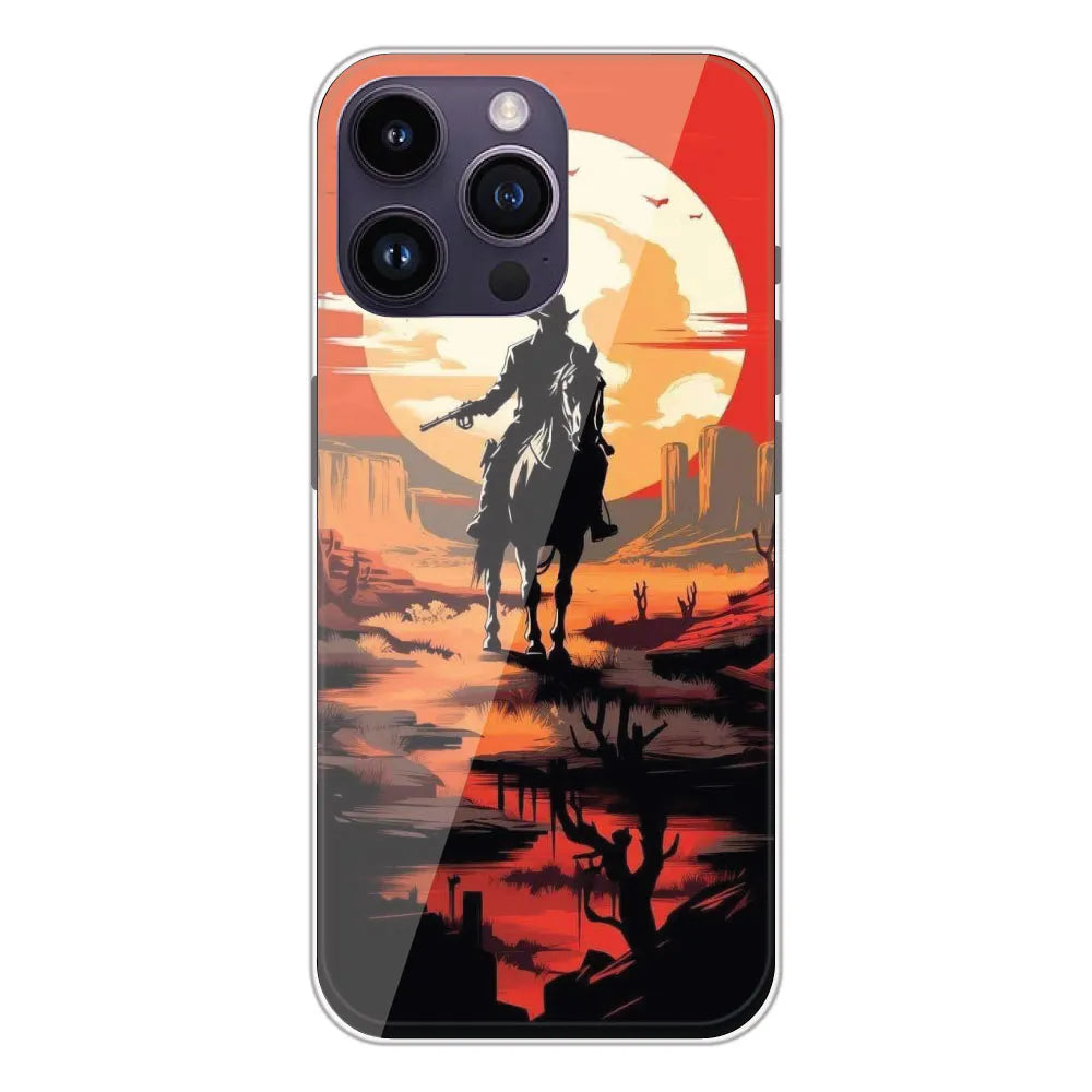Cowboy and Horse - Printed Silicone Case For Apple iPhone 14 Pro Max