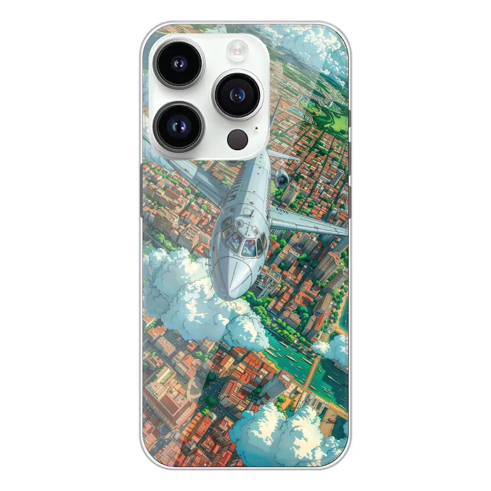 Flying Over City - Printed Silicone Case For Apple iPhone 14 Pro