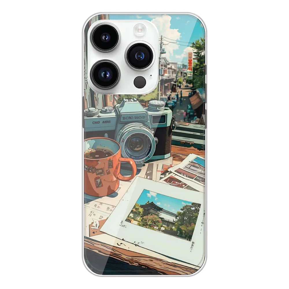 Vintage Camera Travel Vibes - Printed Silicone Case For Apple iPhone 14 Pro