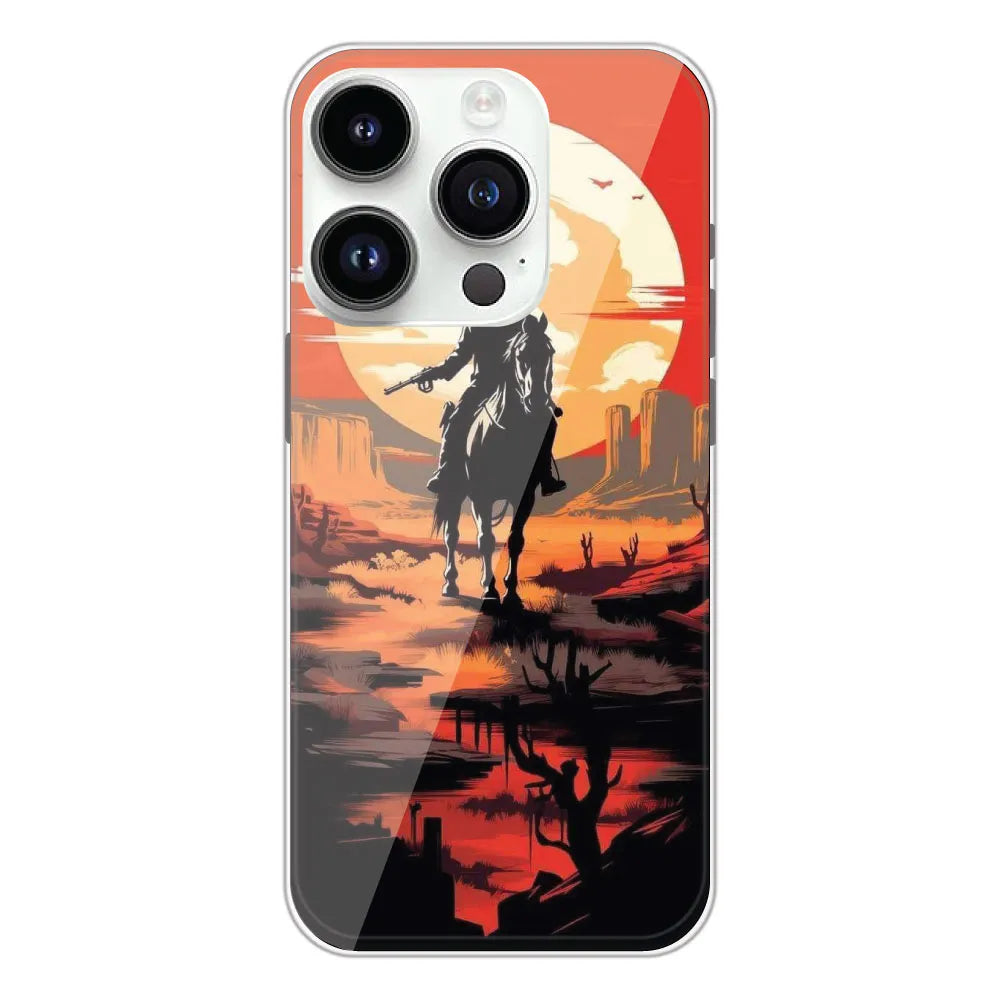 Cowboy and Horse - Printed Silicone Case For Apple iPhone 14 Pro