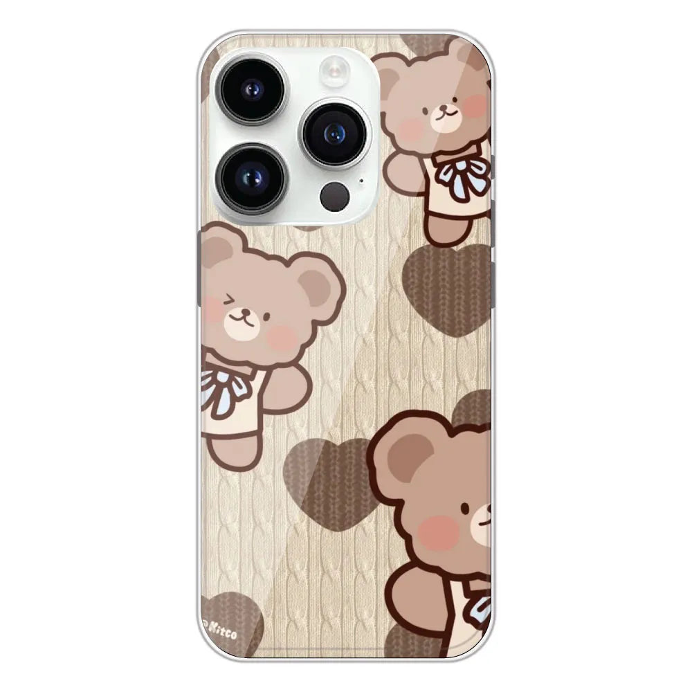 Teddy Heart - Printed Silicone Case For Apple iPhone 14 Pro