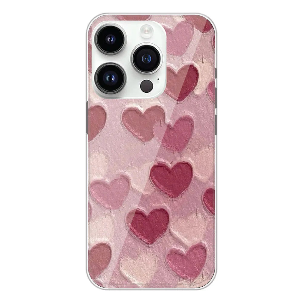 Pastel Hearts Love - Printed Silicone Case For Apple iPhone 14 Pro