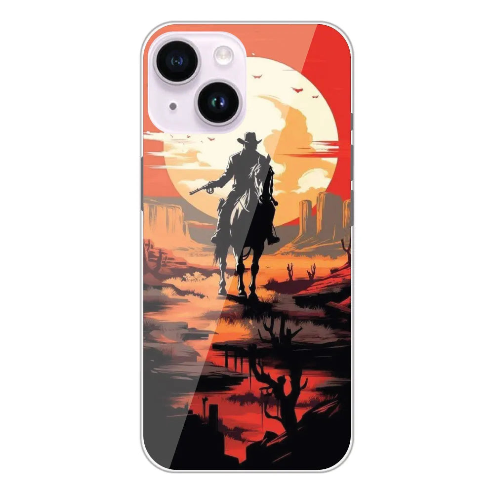 Cowboy and Horse - Printed Silicone Case For Apple iPhone 14