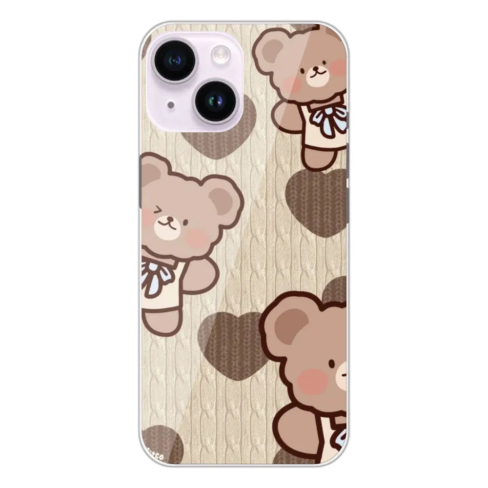 Teddy Heart - Printed Silicone Case For Apple iPhone 14