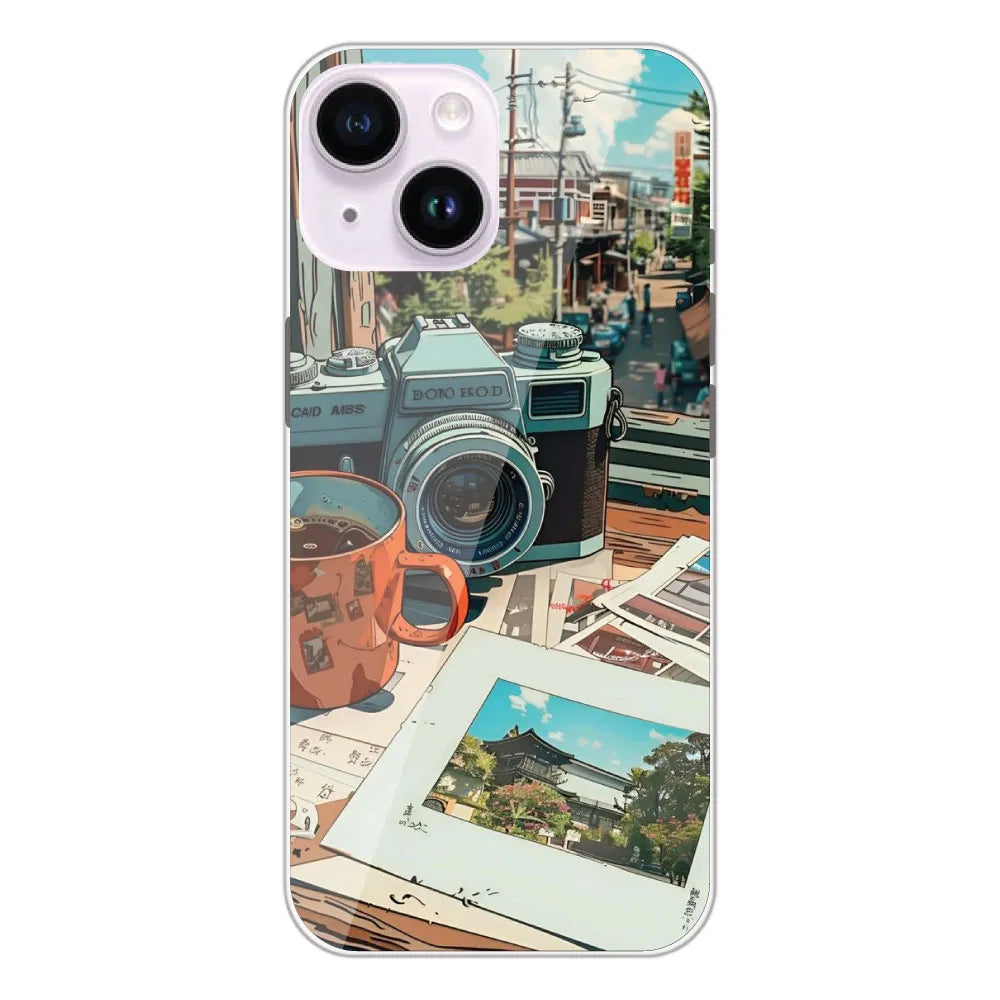 Vintage Camera Travel Vibes - Printed Silicone Case For Apple iPhone 14