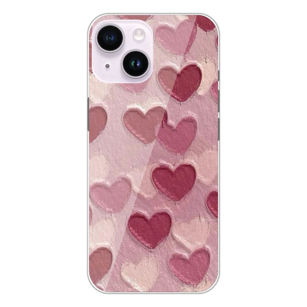 Pastel Hearts Love - Printed Silicone Case For Apple iPhone 14