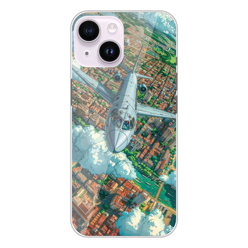 Flying Over City - Printed Silicone Case For Apple iPhone 14