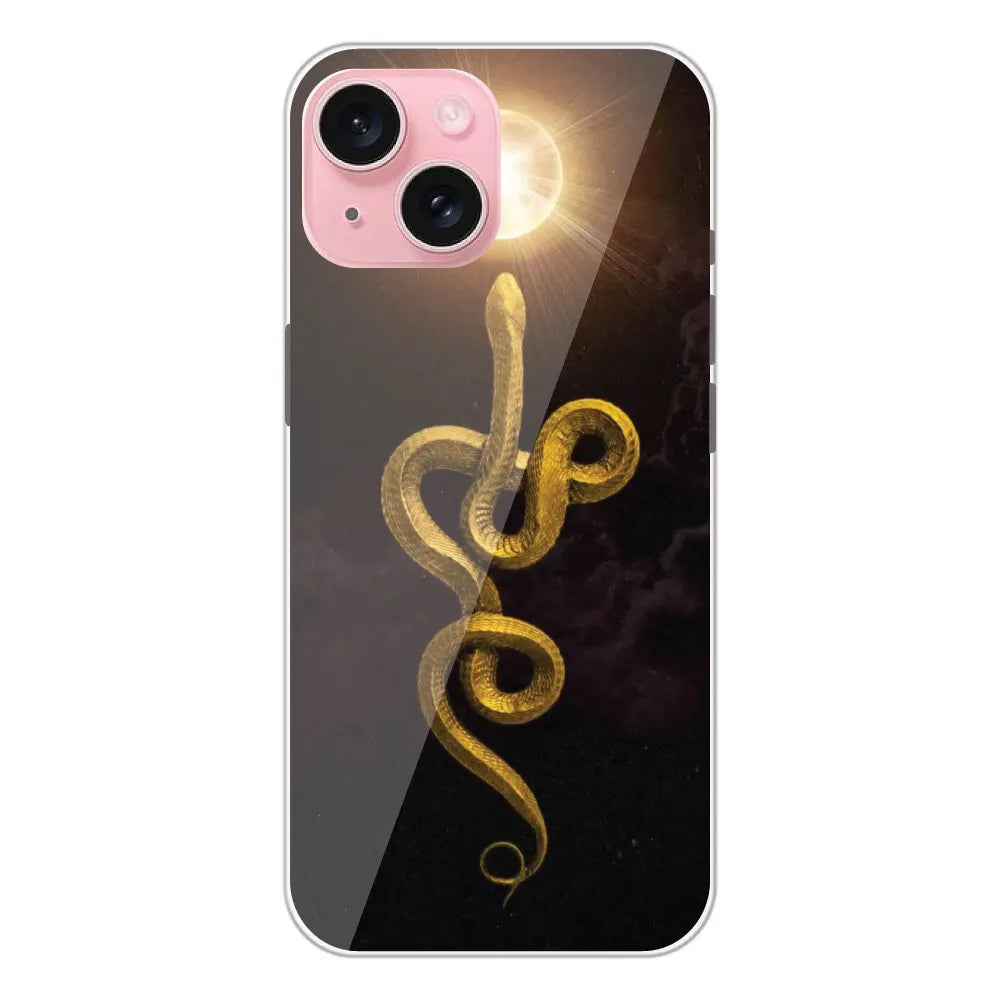 Golden Serpent - Printed Silicone Case For Apple iPhone 15 Plus