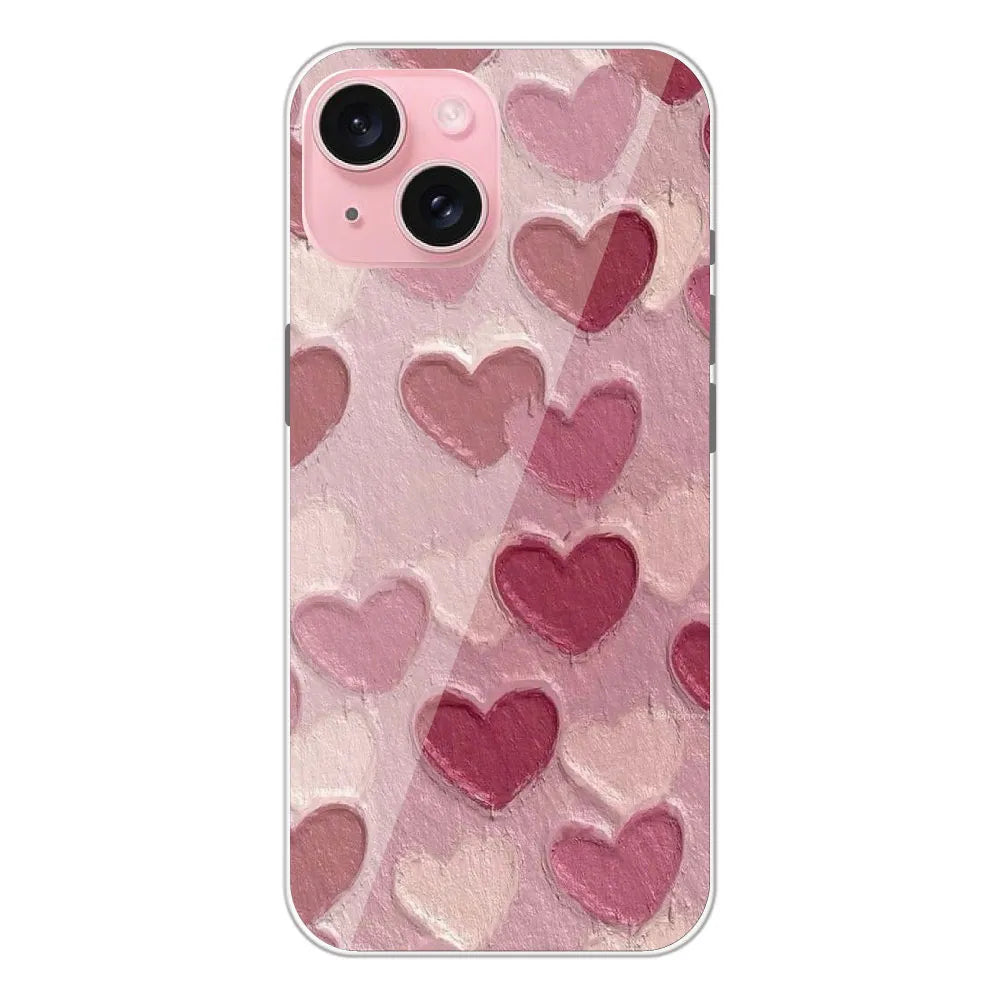 Pastel Hearts Love - Printed Silicone Case For Apple iPhone 15 Plus