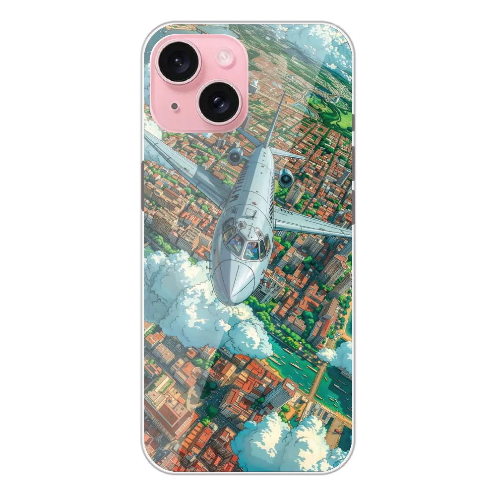 Flying Over City - Printed Silicone Case For Apple iPhone 15 Plus