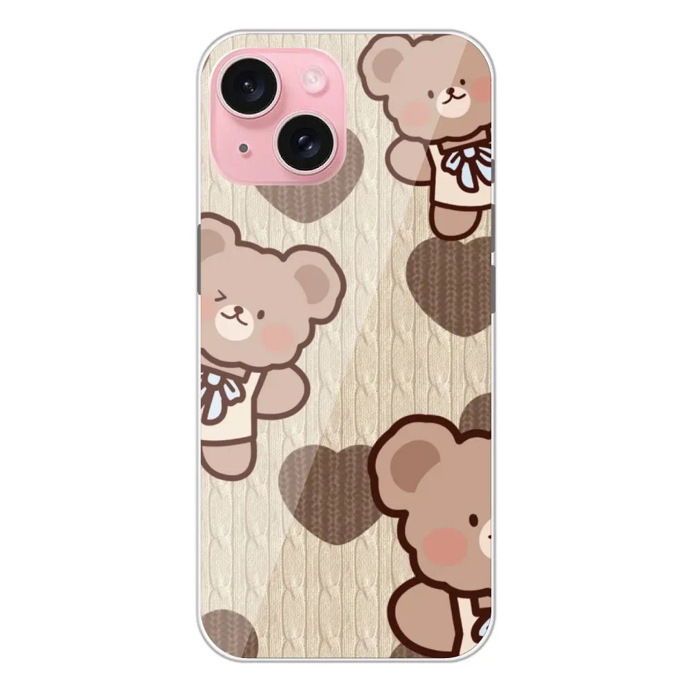 Teddy Heart - Printed Silicone Case For Apple iPhone 15 Plus