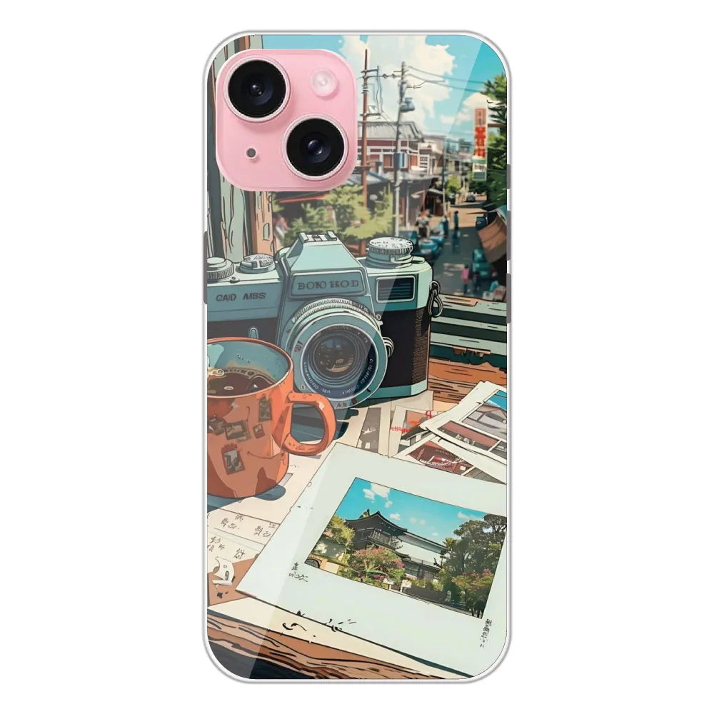 Vintage Camera Travel Vibes - Printed Silicone Case For Apple iPhone 15 Plus