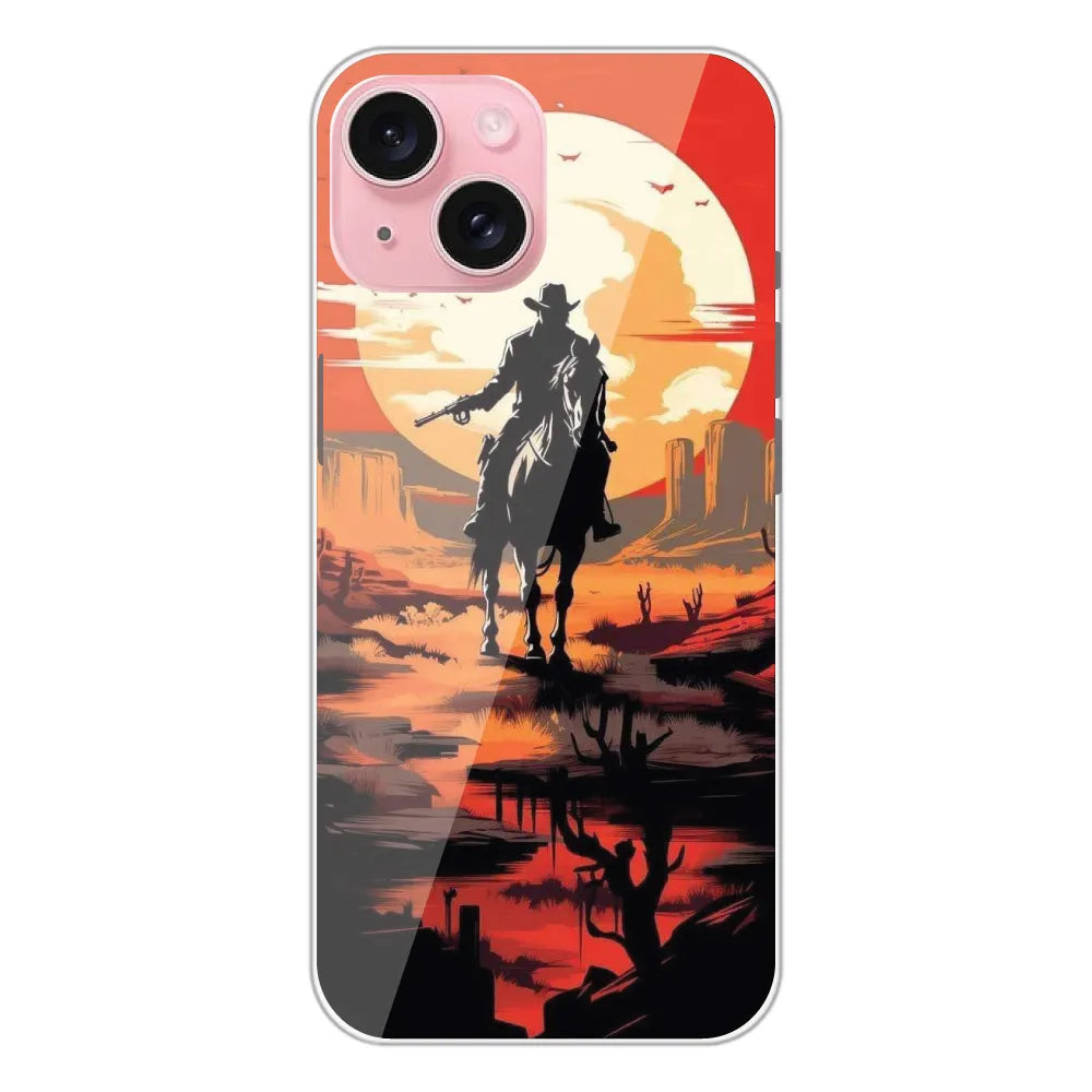Cowboy and Horse - Printed Silicone Case For Apple iPhone 15 Plus
