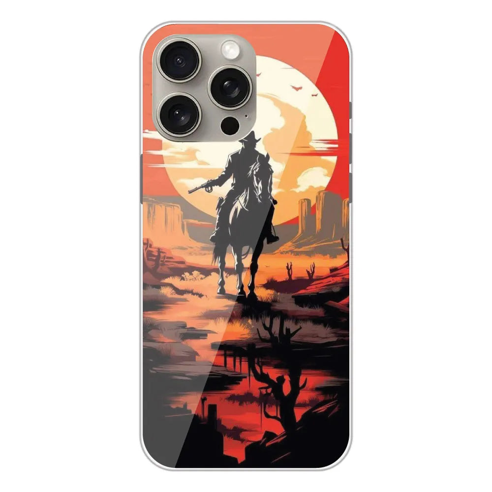 Cowboy and Horse - Printed Silicone Case For Apple iPhone 15 Pro Max