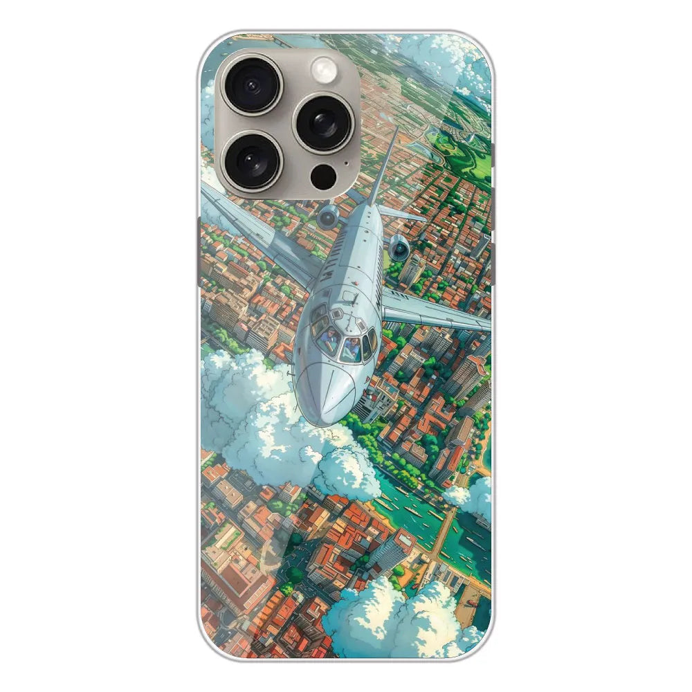 Flying Over City - Printed Silicone Case For Apple iPhone 15 Pro Max