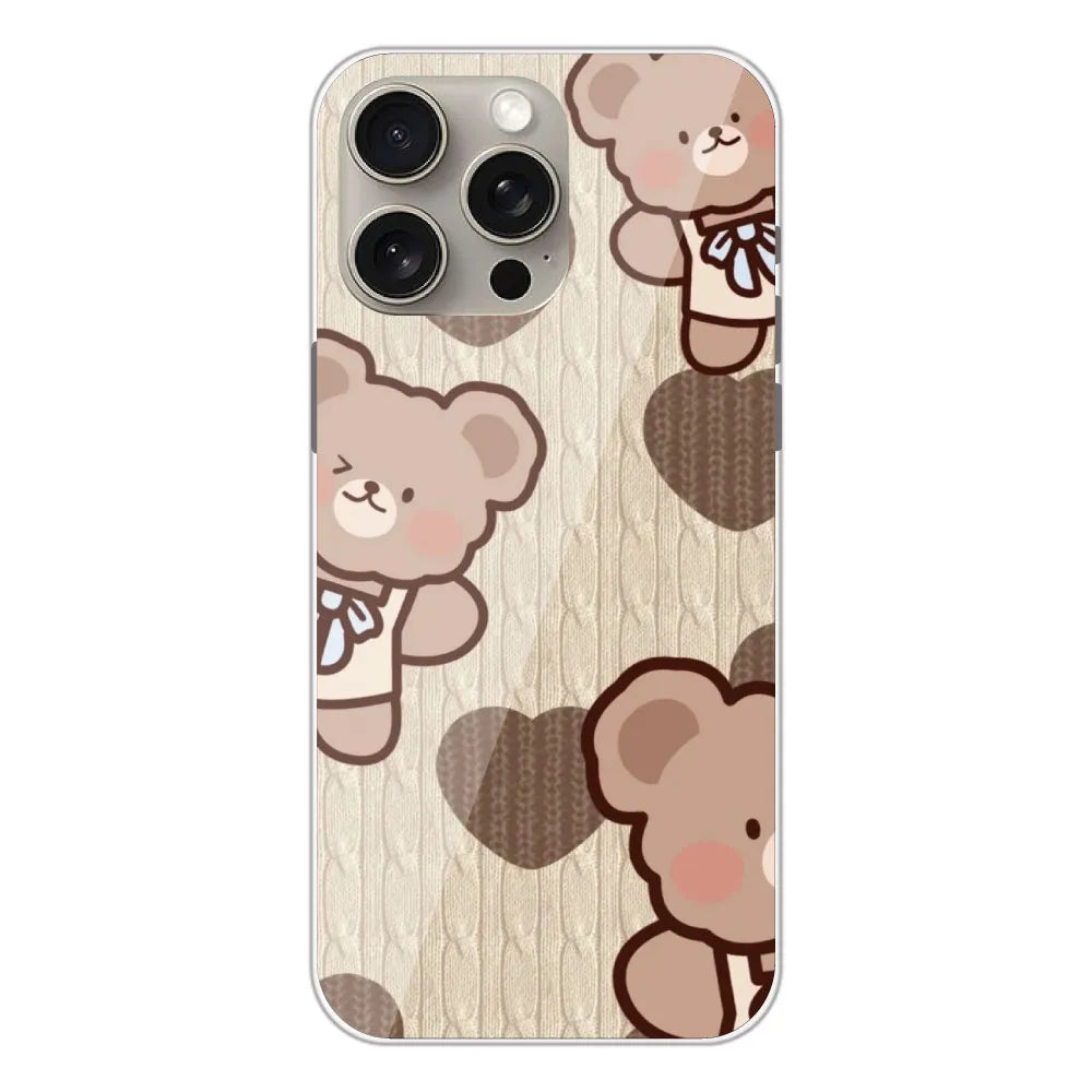 Teddy Heart - Printed Silicone Case For Apple iPhone 15 Pro Max