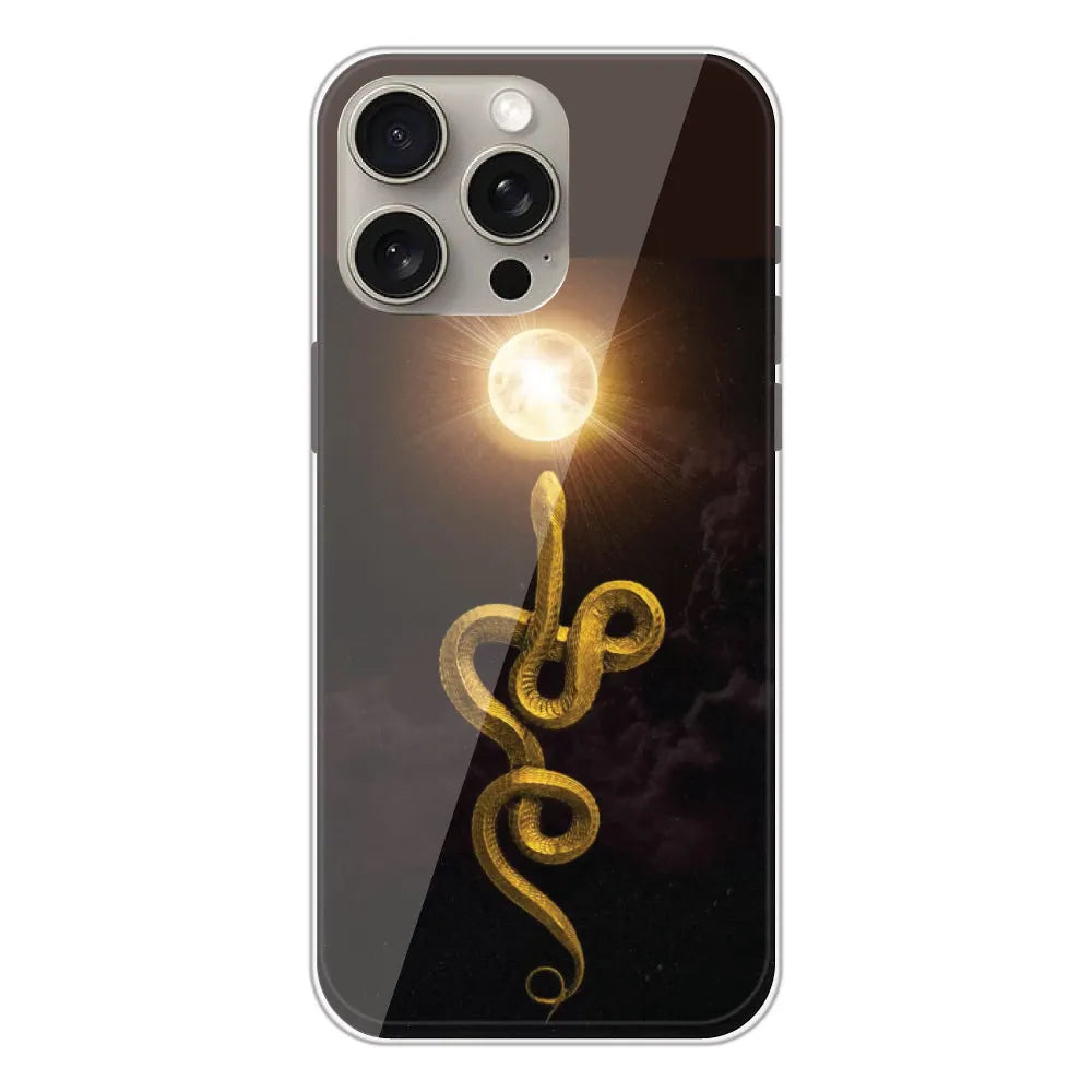 Golden Serpent - Printed Silicone Case For Apple iPhone 15 Pro Max