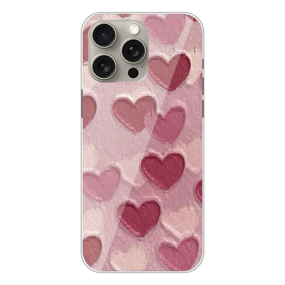 Pastel Hearts Love - Printed Silicone Case For Apple iPhone 15 Pro Max