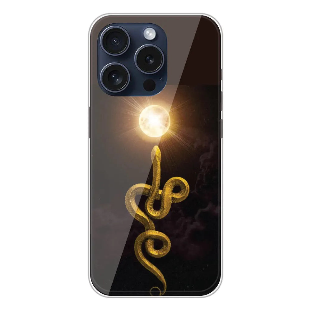 Golden Serpent - Printed Silicone Case For Apple iPhone 15 Pro