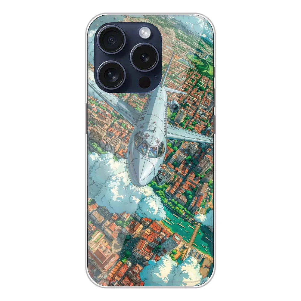 Flying Over City - Printed Silicone Case For Apple iPhone 15 Pro