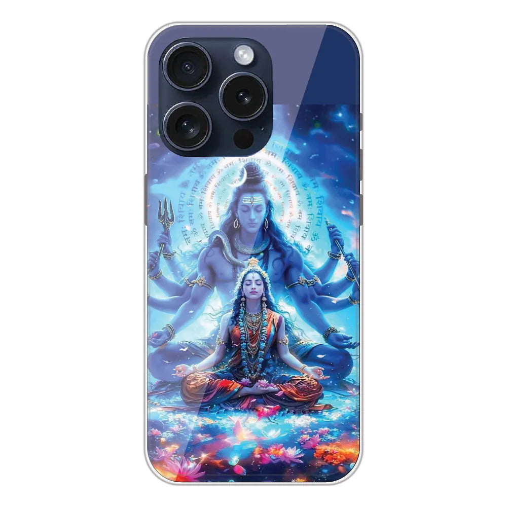 Shiv Parvati - Printed Silicone Case For Apple iPhone 15 Pro