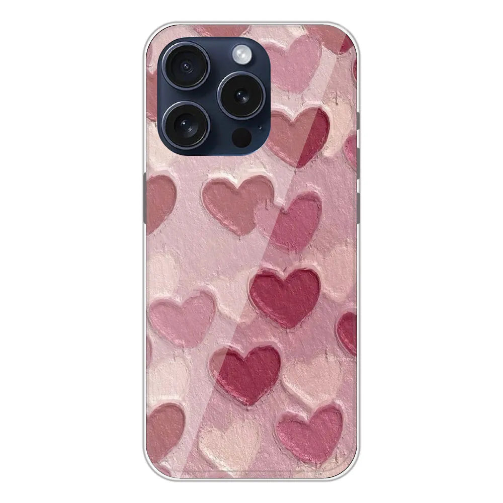Pastel Hearts Love - Printed Silicone Case For Apple iPhone 15 Pro