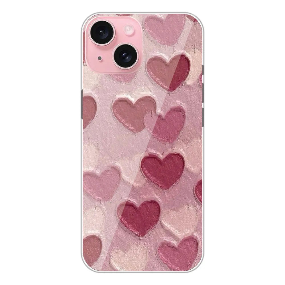 Pastel Hearts Love - Printed Silicone Case For Apple iPhone 15