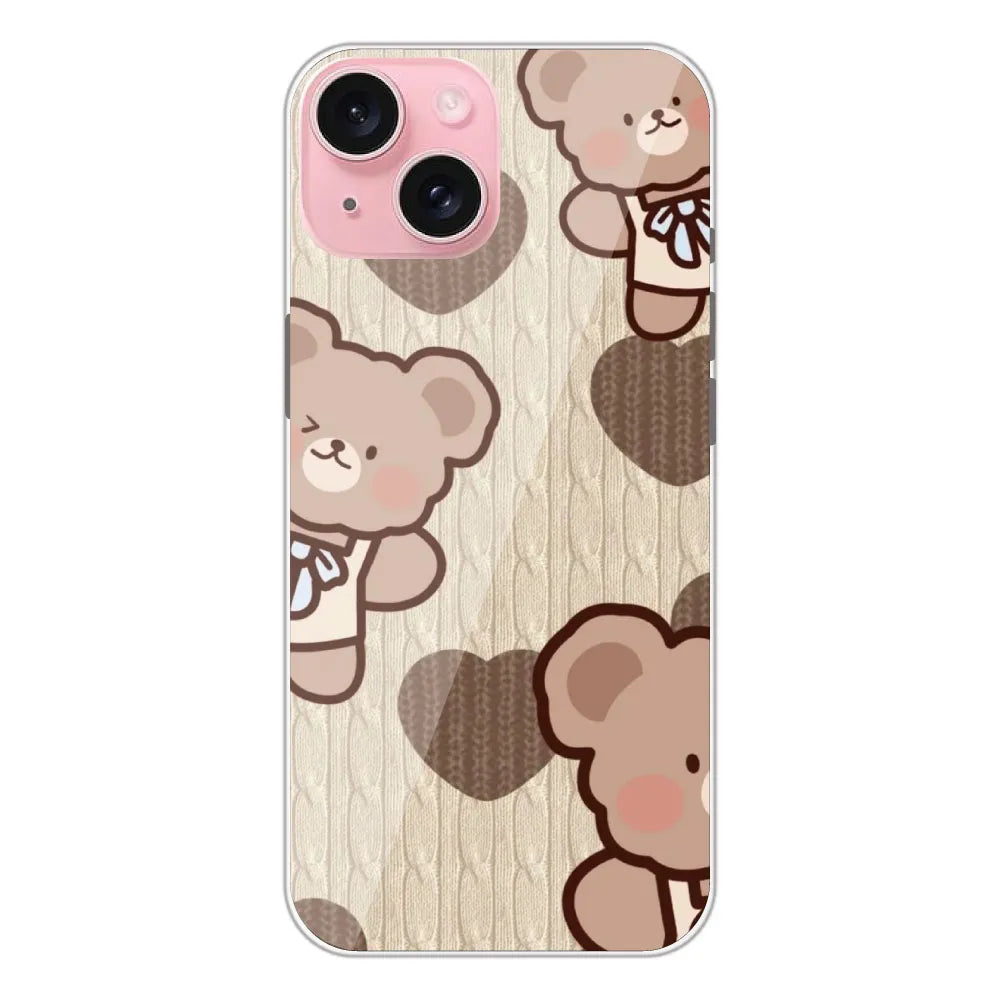 Teddy Heart - Printed Silicone Case For Apple iPhone 15