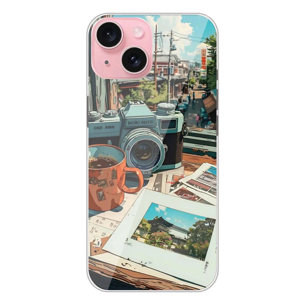 Vintage Camera Travel Vibes - Printed Silicone Case For Apple iPhone 15