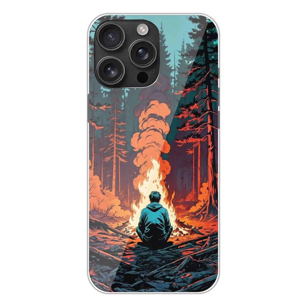 Boy With Camp Fire - Printed Silicone Case For Apple iPhone 16 Pro Max
