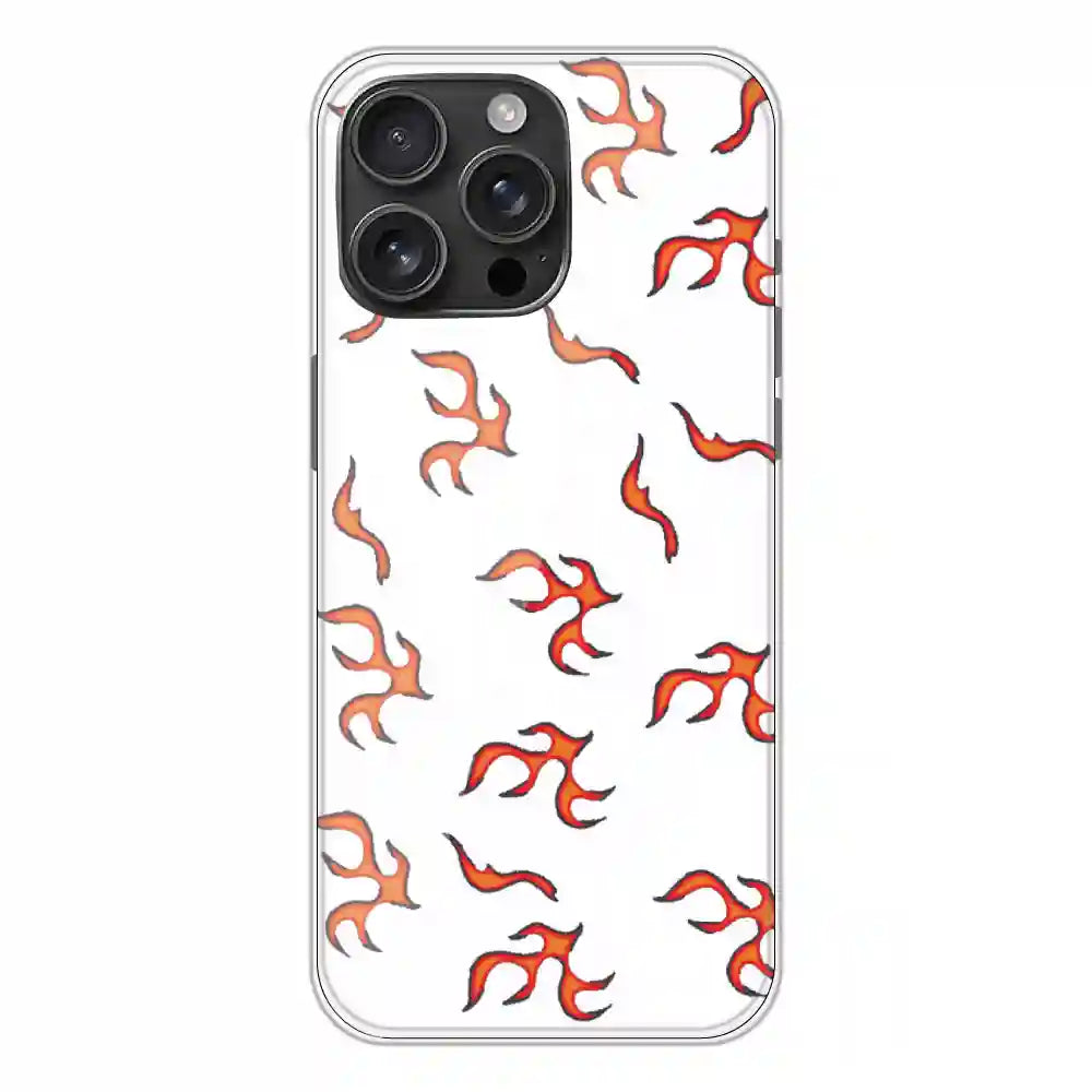 Orange Mini Flames - Clear Printed Silicone Case For Apple iPhone 16 Pro Max